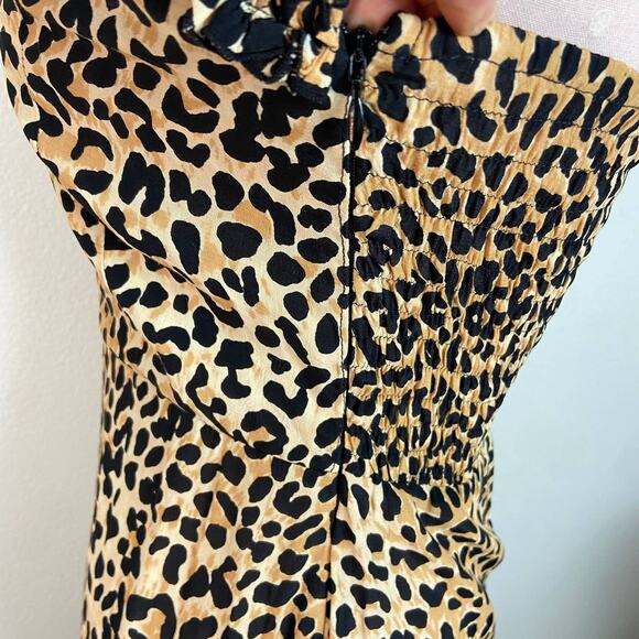 Faithfull the Brand Noemie Dress Sz 6 Leopard Print Midi Length Slip - Picture 8 of 12
